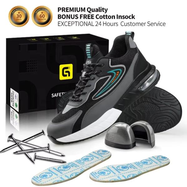 Men's Work Safety Shoes With Steel Toe And Slip Resistant Outsole