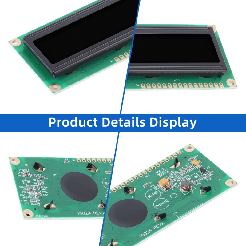 OLED1602A Black Film, 16×2 Character OLED LCD Display Module, WS0010-TX, Parallel Interface, 66x16mm View Size, Working Temperature -40+80 Display