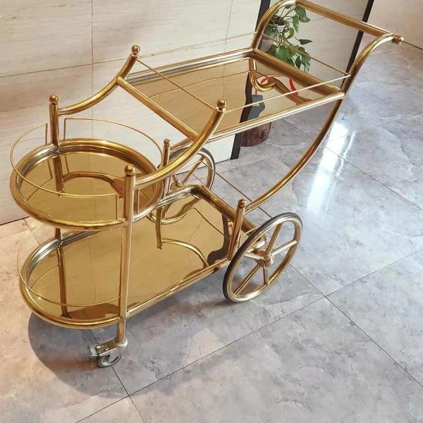 Trolley de bar comercial Trolley de hotel Restaurante Mobiliário Metal Local Trolley de entrega móvel