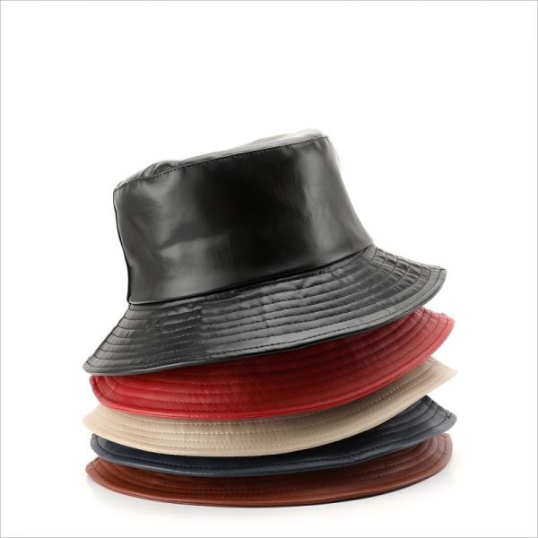 Personality Classical Plain color PU Bucket Cap Outdoor Fishing Cap