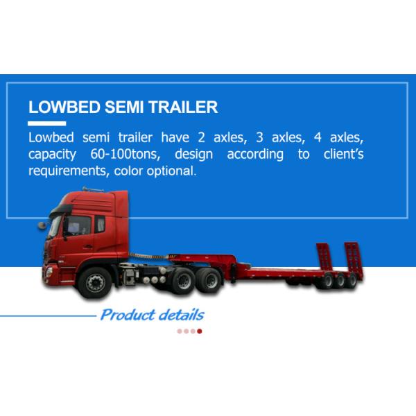 4mm Platform Thickness 150 Ton Low Bed Trailer Dimensions with Wabco Relay Valve