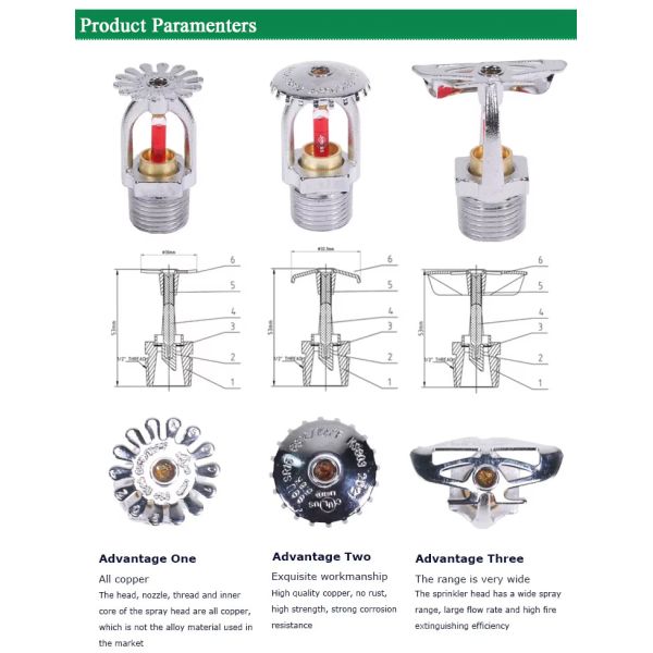For UL Listed Fire Protection Sidewall Pendant Upright Spray Pipe Fitting Fire Fighting Sprinkler Head for Fire Sprinkler System
