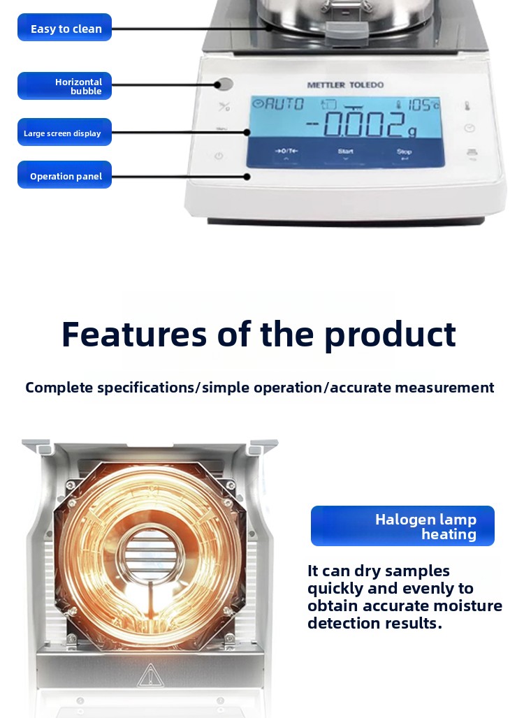 HE53 Halogen Moisture Analyzer for Food, Pharma, Chemical | Fast & Precise Moisture Content Tester