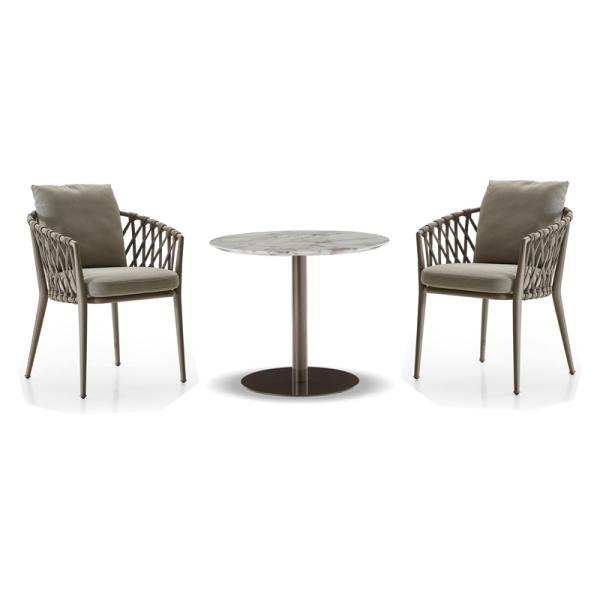 Plastic L56cm W51cm Chair Bistro Table And Chairs Set Hand Weaving