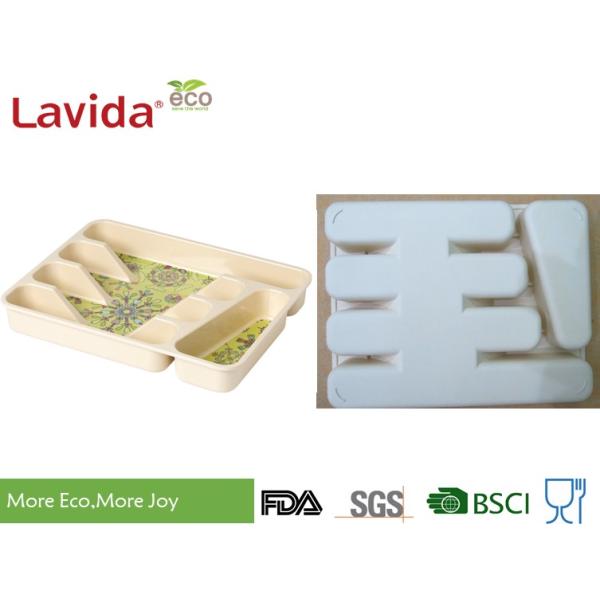 Dishwasher Safe Eco Bamboo Fiber Tray Plant Fibre Flatware tray Kitchen Tool case Melamine Utensil Box for home