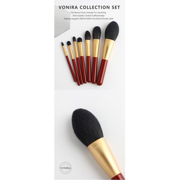 Vonira Essential 7pcs Makeup Brushes Set With Natural Goat Hair Gold Ferrule
