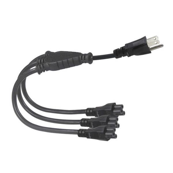 NEMA 5-15P to 4-Way IEC C5 Power Splitter Cord- US Plug to Cloverleaf Adapter Cable for Laptop, Adapter, Notebook Charger