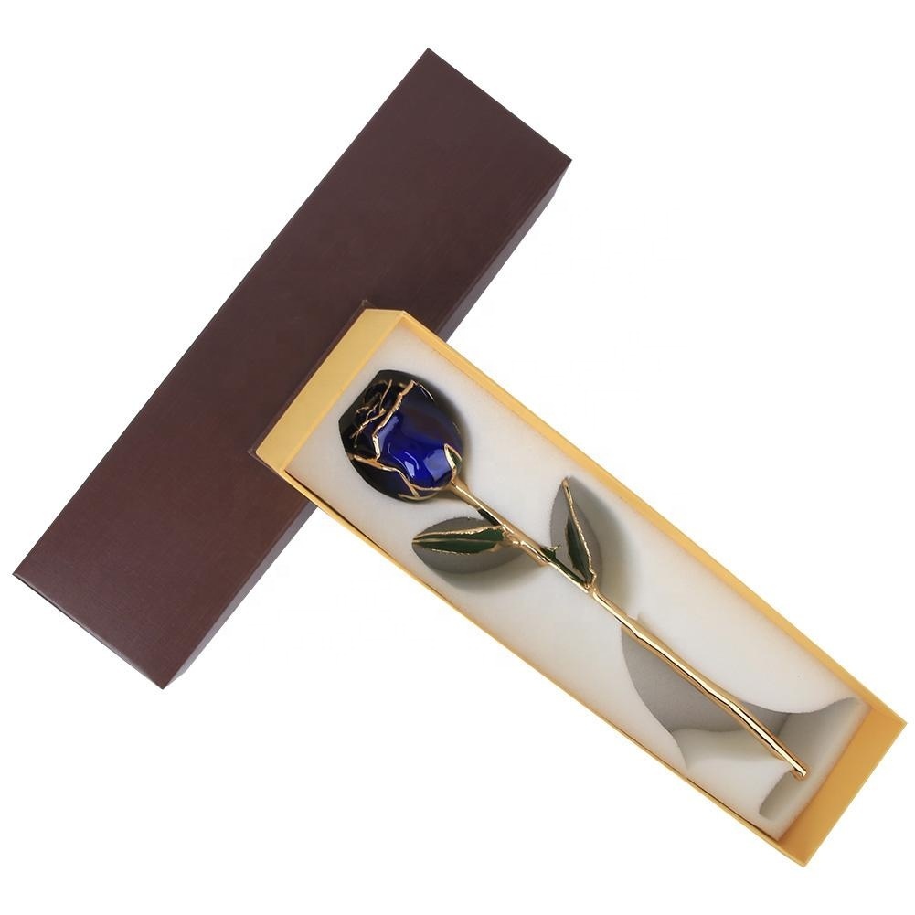 Valentine Day Birthday Wedding Gifts 24k Plated Natural Flowers with Stem Pure Handmade Eternal Roses