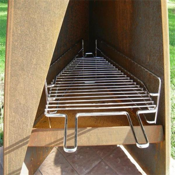 Freestanding 120cm Modern Outdoor Fireplace Geometric Corten Steel Chimenea