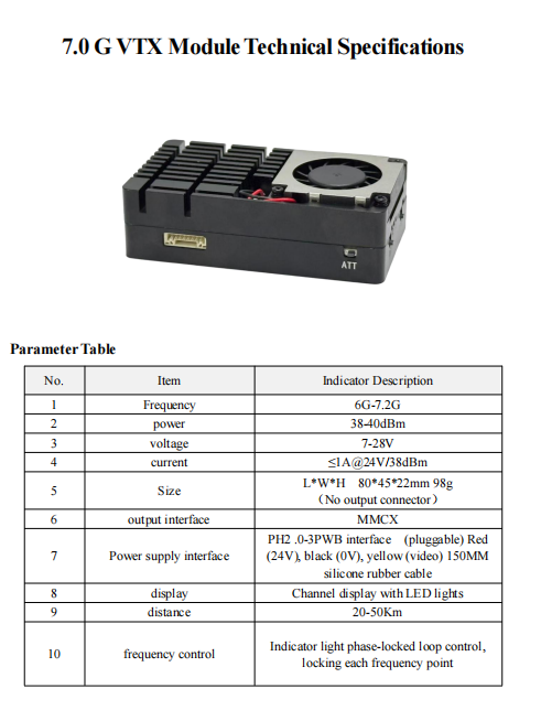 Analog High Power Video Transmisster 7.0GHZ 8-10W 7CH For Video Communication