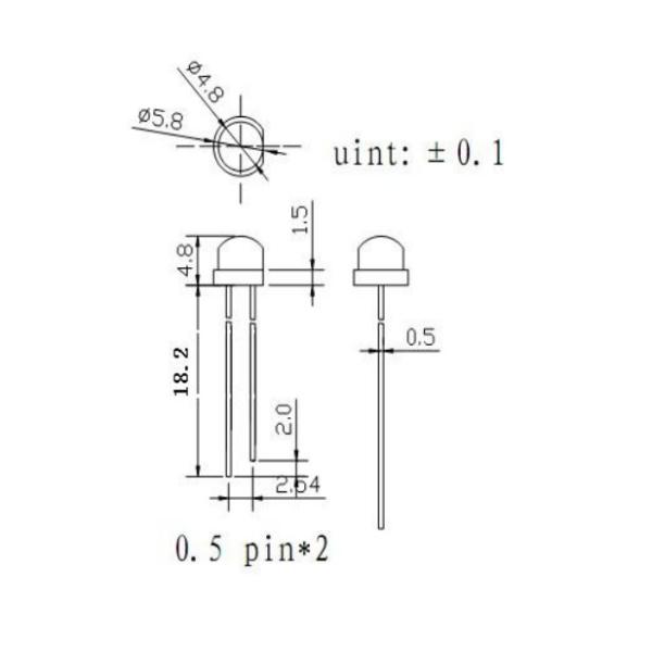 Straw Hat Through Hole Diode Cool White Short Pin Water Clear Lens 5mm 7-9LM 3.4V