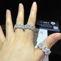 Argent Diamond Jewelry de 925 Sterling Silver Moissanite Man Rings Miami Cuban Link