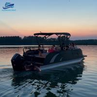 Bateau ponton commercial en fibre de verre de 23 pieds | Bateau de location robuste pour centres de villégiature et excursions