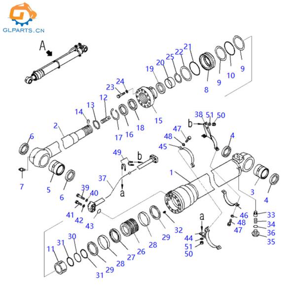 707010J840 70701XR840 707-13-14820 Arm Hydraulic Cylinder Assembly for Excavator PC220-8 PC220LC-8