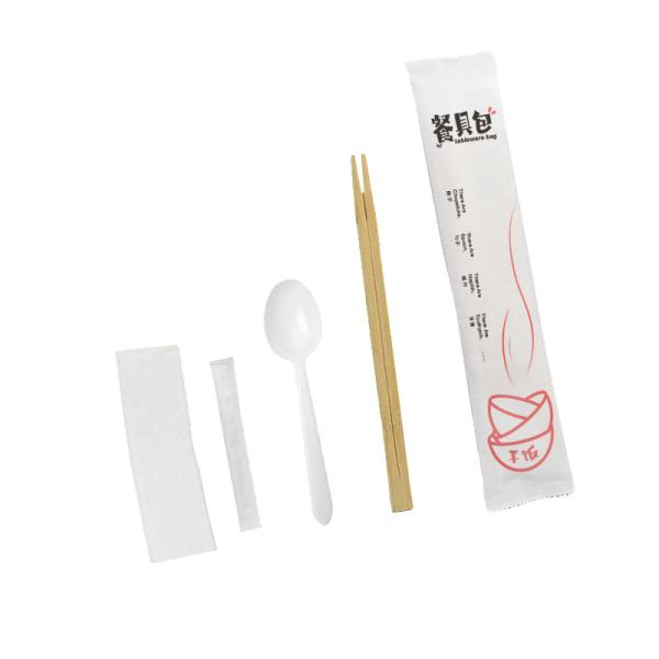 Restaurant Disposable PP Cutlery Bag Set with Biodegradable Napkin and Printed Logo