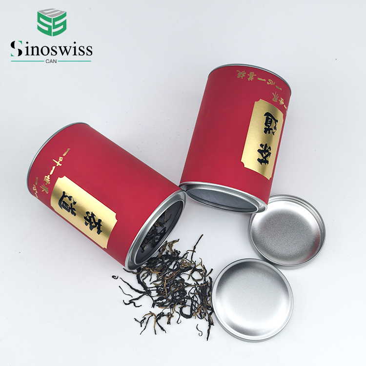 Double Lid Tea Cylinder Packaging Airtight Cardboard Canister Packaging For Candy