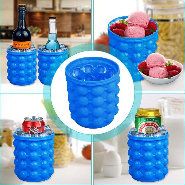 Custom Logo Portable Half Round Ice Chips Ice Bucket with Lid Pub Occasion Blue and Red