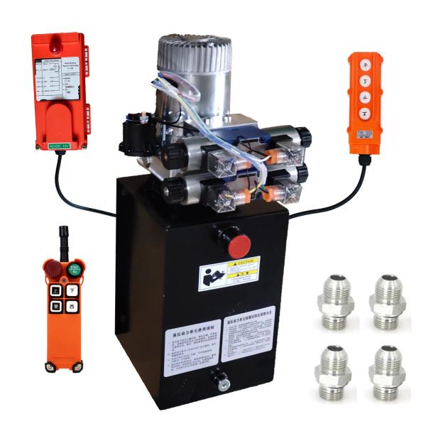 DC12V Double Acting Hydraulic Pump Unit Wireless Control With 8 Quart Metal Tank