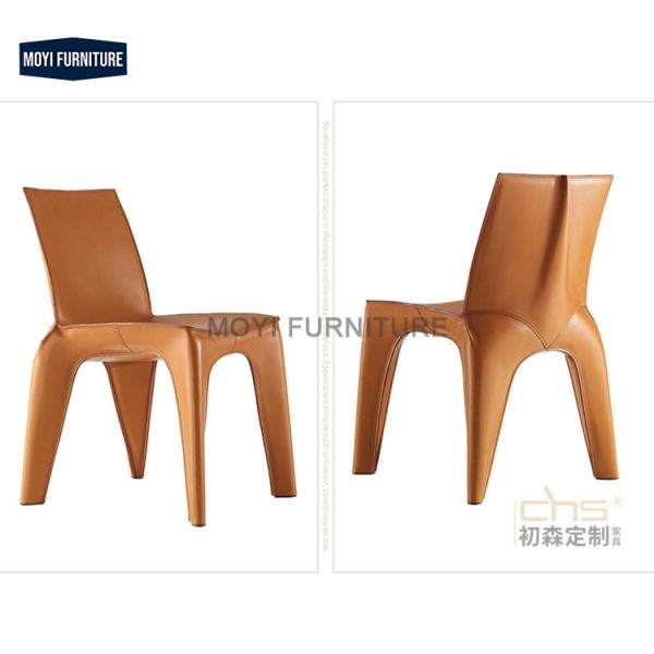 Dining Chair Metal Legs Customizable Italian Luxury Design Leather Backrest Offering Exceptional Seating Experience