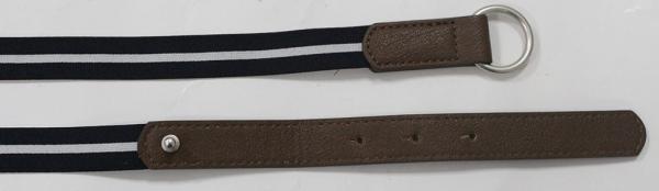 2.3cm Width Black / White Womens Stretch Belts With Antic Silver Ring And PU Part