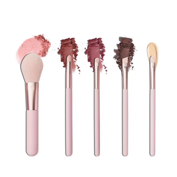 Synthetic Hair 5pcs Portable Travel Cosmetic Brushes Full Face