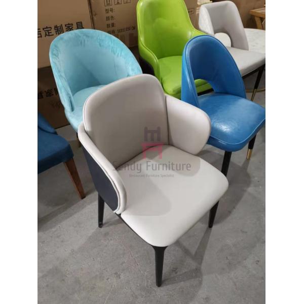 Ash Wood Upholstered Leather Chair , Restaurant Dining Room Chairs With Armrests
