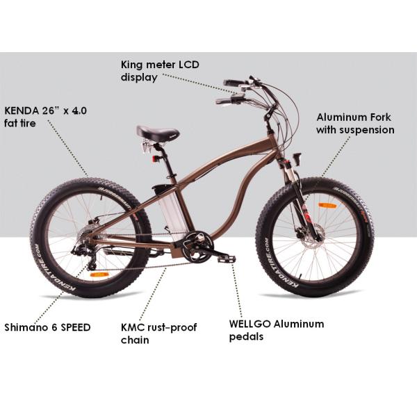 350 Watt Beach Cruiser Battery Powered Bike 36V 10Ah Pedals Assisted