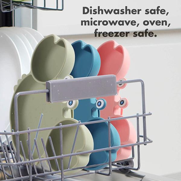 Crab Shape Silicone Suction Bowl Divided Eco Friendly Food Grade For Babies