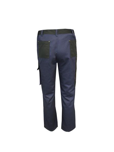 340 GSM 100% Cotton Black Contrast Navy Work Pants With Bellow Pockets Zipper Velcros