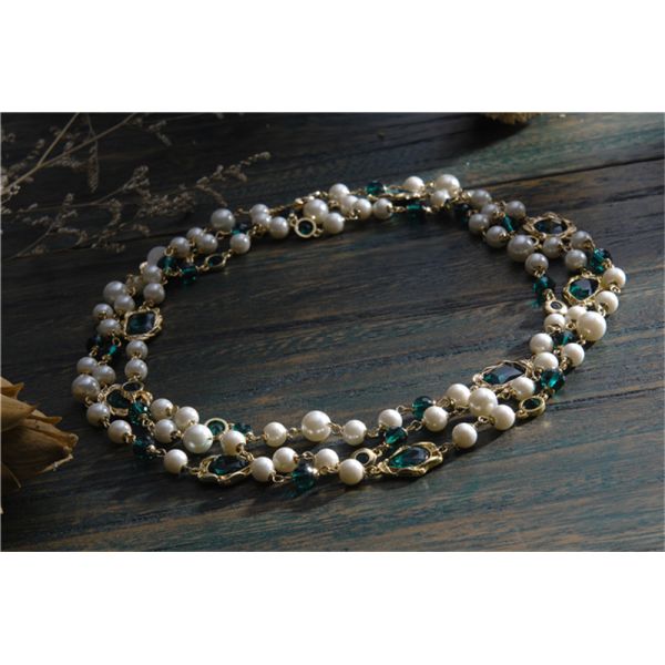 2025 Handmade Glass Turquoise Long Necklace Sweater Chain for Women