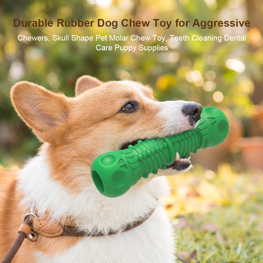 Natural Rubber Dog Bone Toy Silicone Bone Shaped Pet Teething Stick Chew Toy Teeth Cleaning Dental Care Puppy Supplies