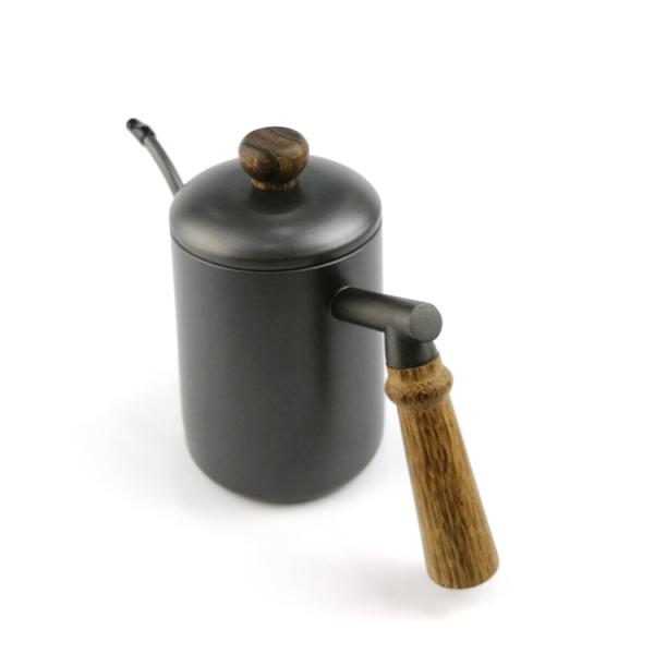 Black Stainless Steel Coffee Pot Coffee Drip Kettle With Wooden Handle