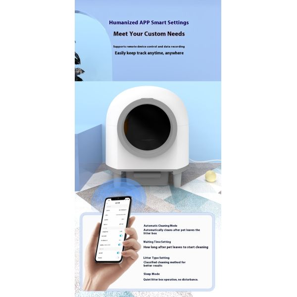 Smart Automatic Anti-Pinch Eco-Friendly Large Capacity Plastic Cat Litter Box APP Control Odor Removal Easy Clean Self-Cleaning