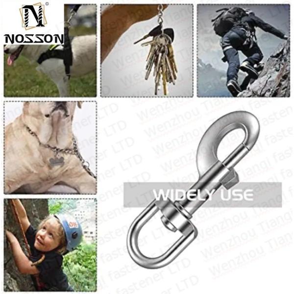 Electrolytic Treatment Finish 65mm-115mm Stainless Steel Double End Bolt Snap Hook Carabiner for Dog Leash Scuba Accessories