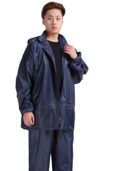 170T 180T Mens Work Raincoat Jacket And Pants Hood Construction Rain Coat