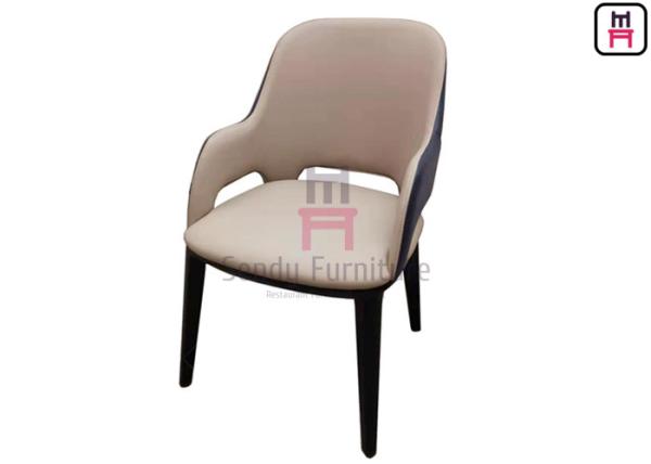 Micro Fiber Leather Wood Restaurant Chair Upholstered No Folded With Armrests
