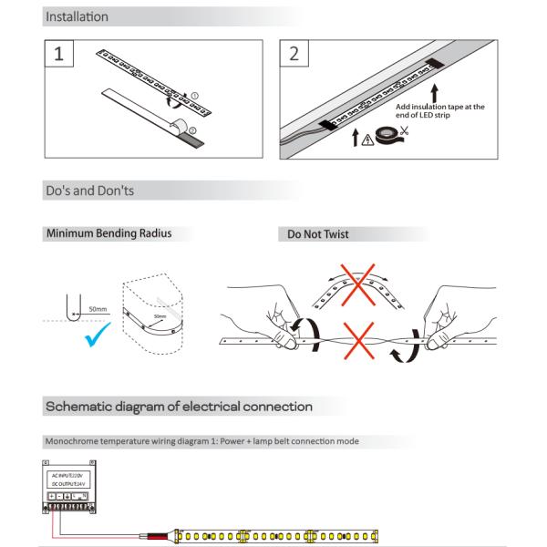 2835 Serie 180D IP20 Banda LED desnuda 2700K / 3000K / 4000K / 6500K 24V