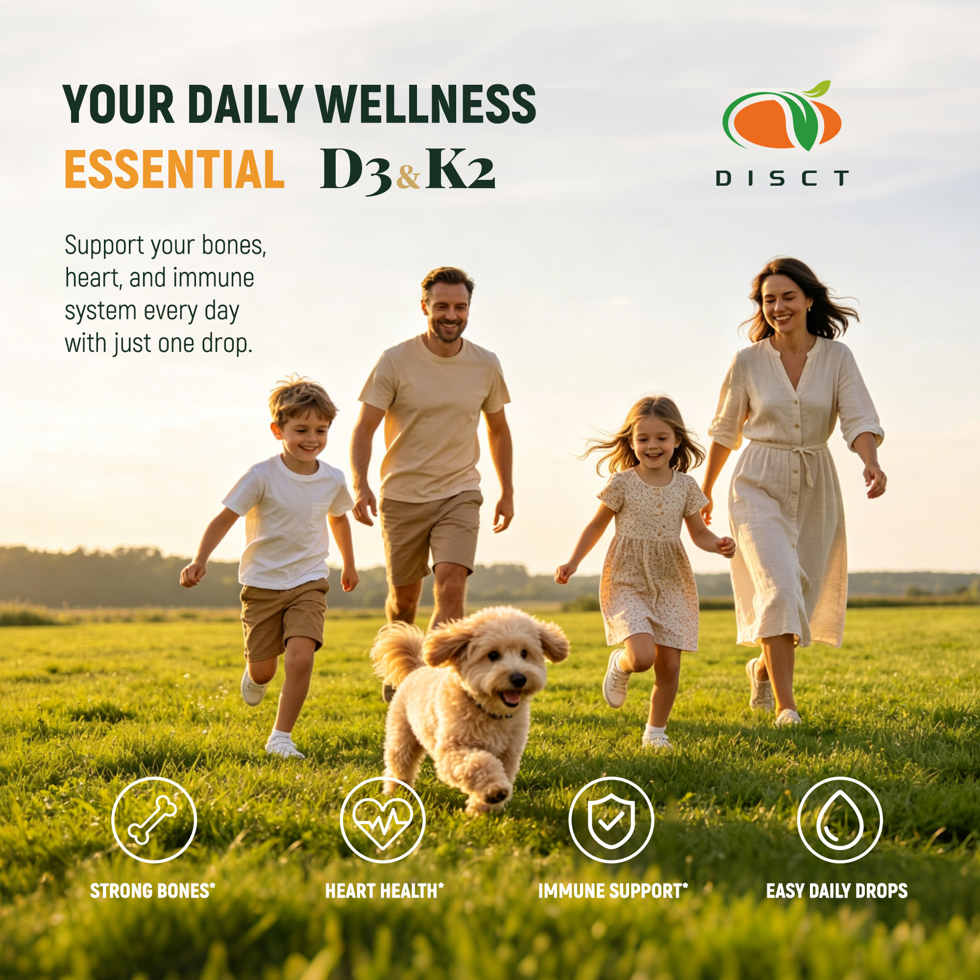 Wholesale 10000 IU Vitamin D3 + K2 Liquid Drops with Organic MCT Carrier Oil - Private Label Ready