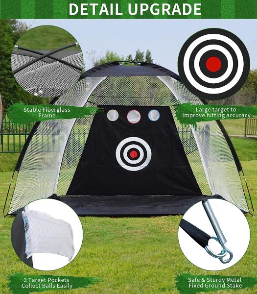 Golf Hitting Cage Practice Aid For Outdoor, Golf Practice Net, Hitting Aids Nets, Portable Golf Impact Nets Cages