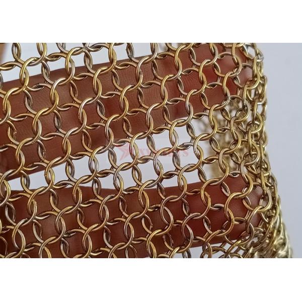 Brass Color 0.8x7mm Stainless Steel 316 Metal Ring Mesh Curtain for Interior Decoration