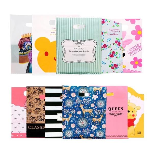 Die Cut Handle Carrying Shopping Bags 200 Microns Gravure Printing