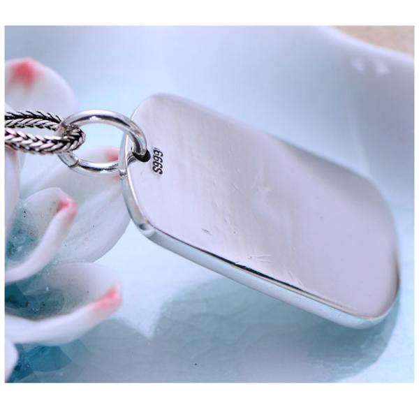 Sterling Silver Dog Tag Necklace Wheat Chain for Women and Men (N052777)