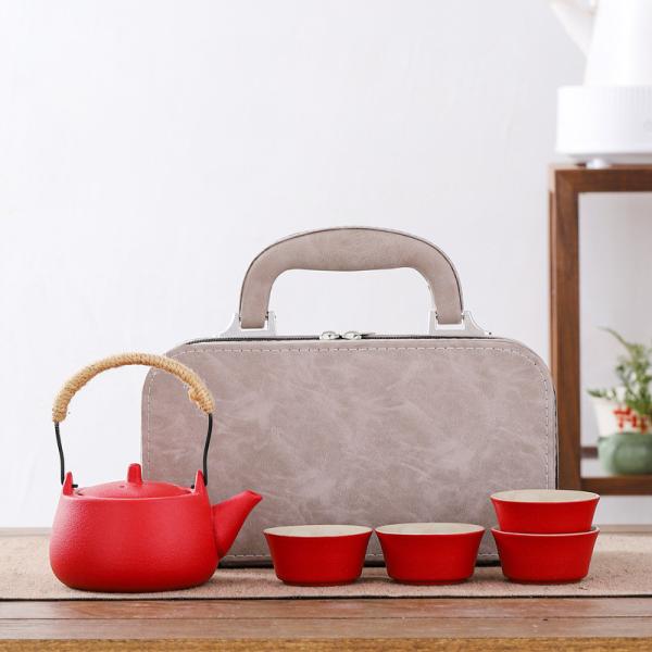 Ceramic Tea Tray and Reusable Teacup Set for Outdoor Adventures Pottery Material