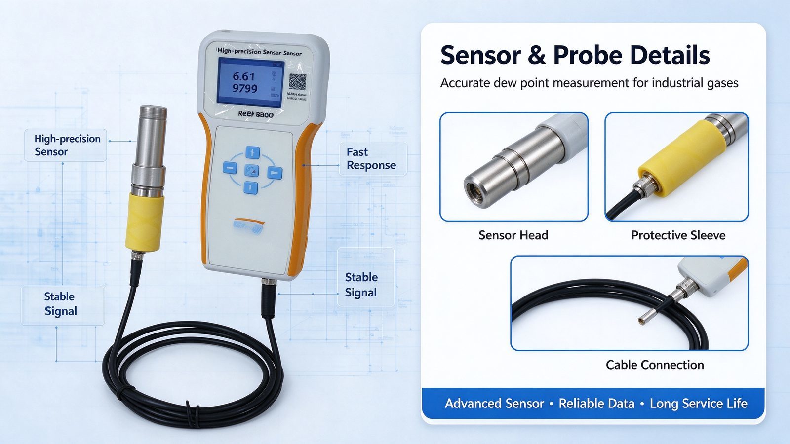 Handheld Portable Dew Point Analyzer High Precision Moisture Meter For Compressed Air SF6