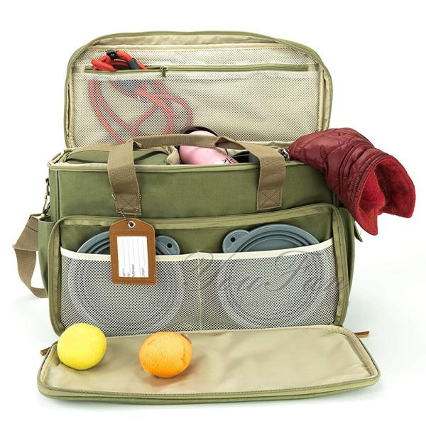 Large Size Pet Carrier Bag With Collapsible Food Grade Silicone Bowls