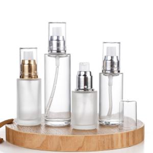 Frosting Transparent Glass Cosmetic Bottle Eco Friendly With Sturdy Design