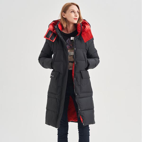 FODARLLOY Ladies Warm Hooded Cotton-Padded Clothes Women Slim Long Down Winter Jackets Women Water Repellent Puffer Coats