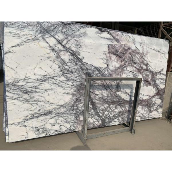 Interior Kitchen Marble Slab , White Marble Floor Tiles Incense Plum / Chanel Lilac Pattern