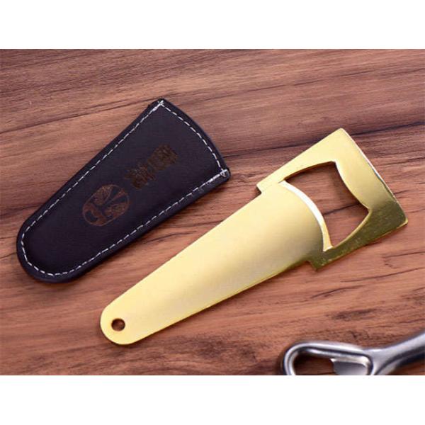 Good Quality Kitchen Accessories Tool Stainless Steel Beer Bottle Opener with Leather Case, Stamped Logo