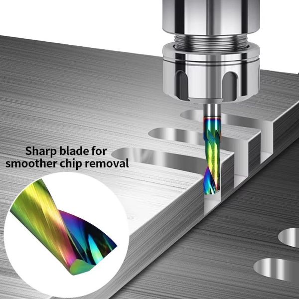 YingBa DLC Coated Single Blade Router Bit with 25° Helix Angle and 10mm Effective Cutting Length for Aluminum CNC Milling